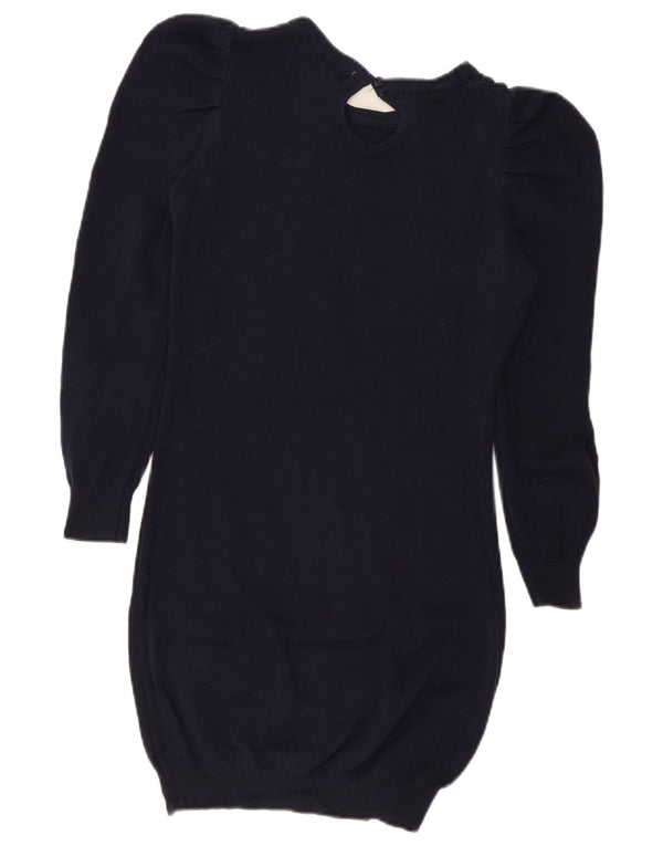 Zara Womens Jumper Dress UK 12 Médio Azul Marinho Acrílico