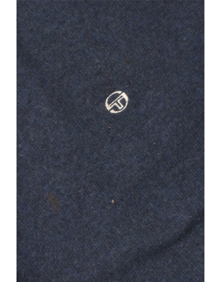 Suéter masculino Sergio Tacchini com gola redonda, grande lã azul marinho