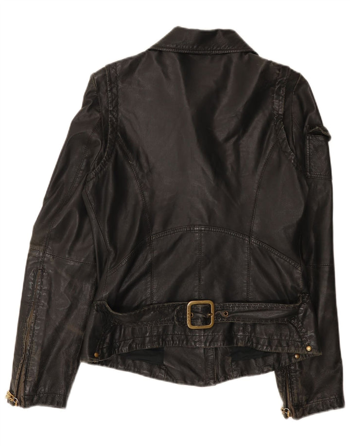 Jaqueta de couro feminina Max & Co. UK 12 cinza médio