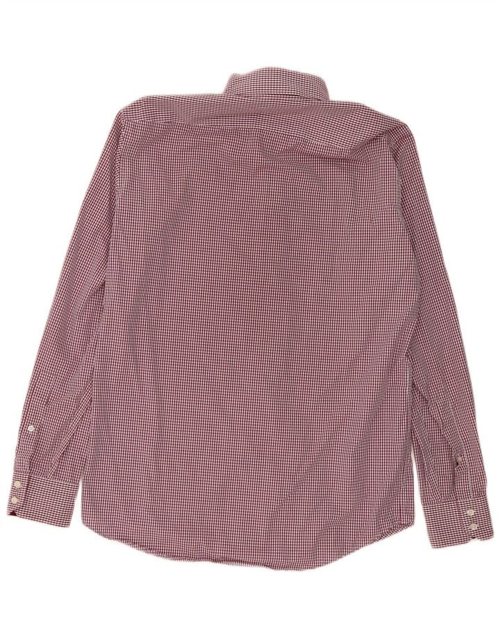 Camisa masculina de ajuste regular Hugo Boss, algodão guingão médio Borgonha