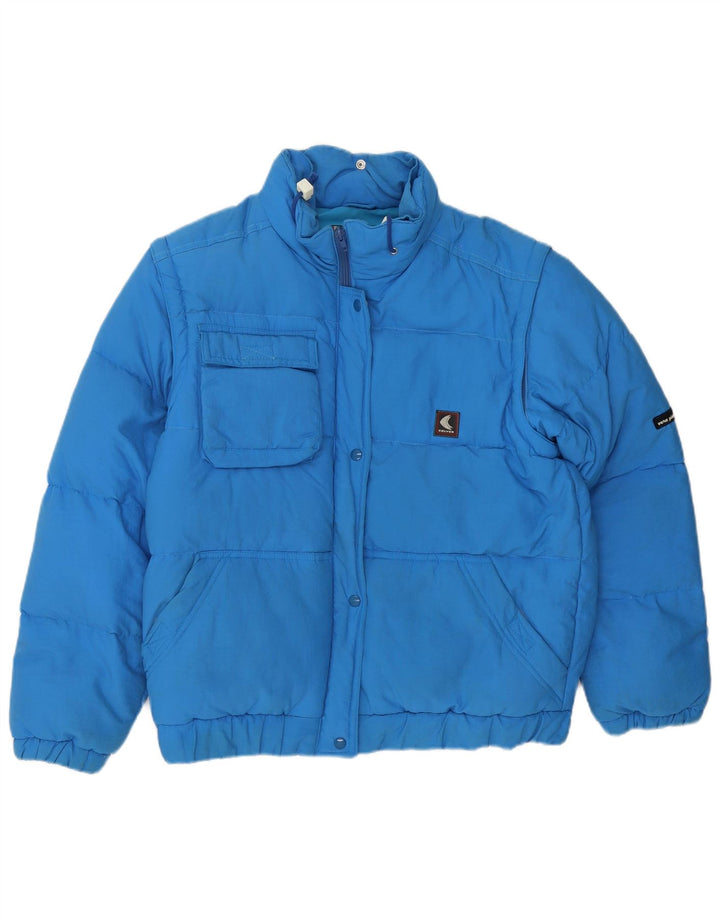 Jaqueta acolchoada feminina vintage IT 46 grande poliamida azul