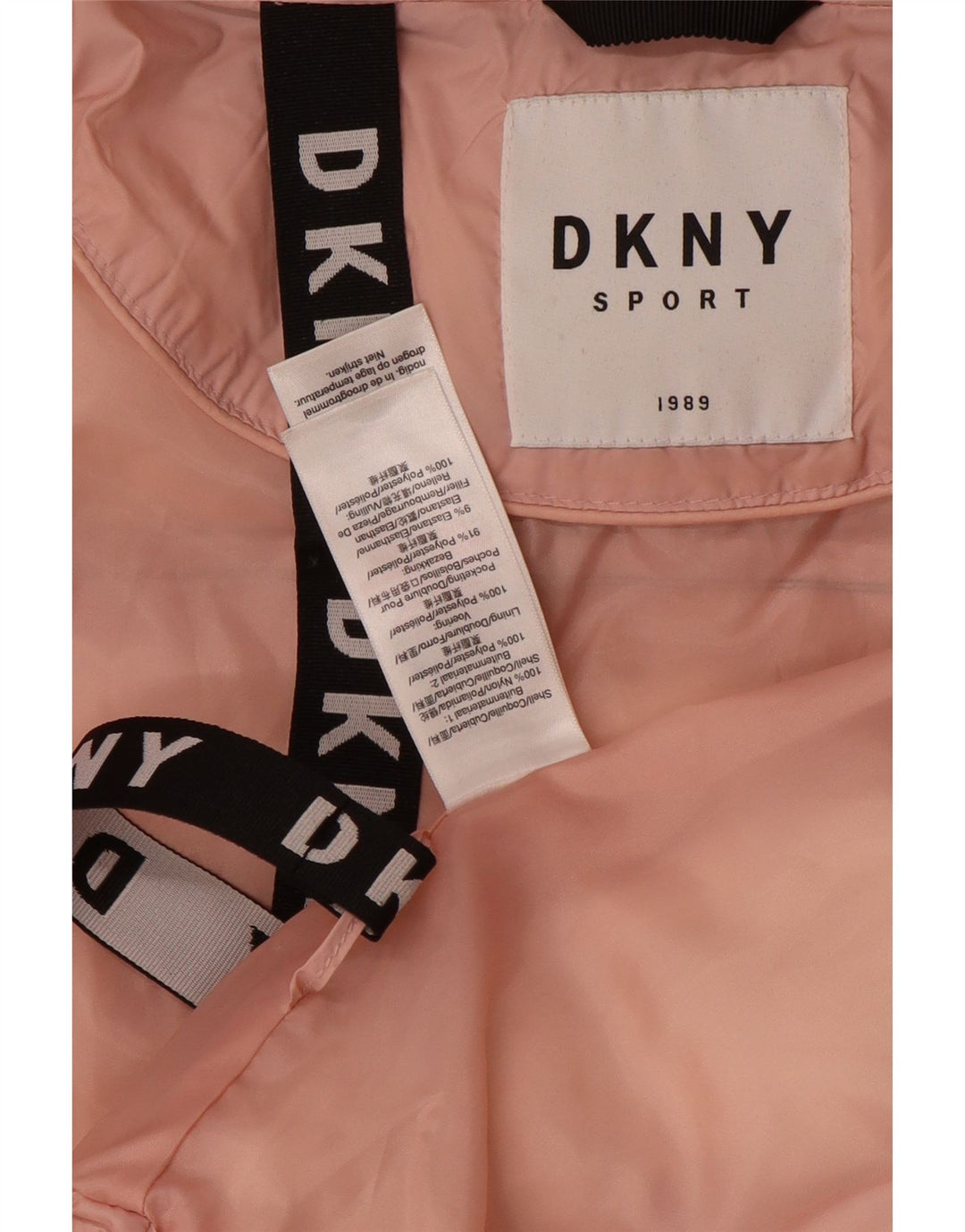 Jaqueta feminina acolchoada gráfica grande Dkny Reino Unido 16 grande bloco colorido rosa
