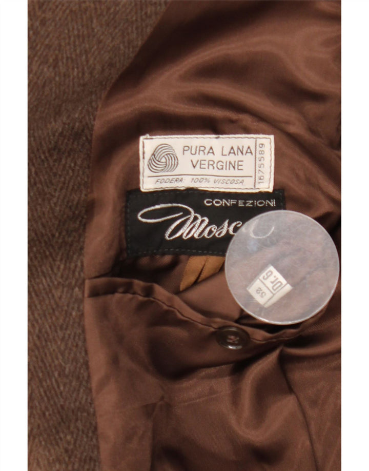 Sobretudo feminino vintage IT 52 2XL lã marrom