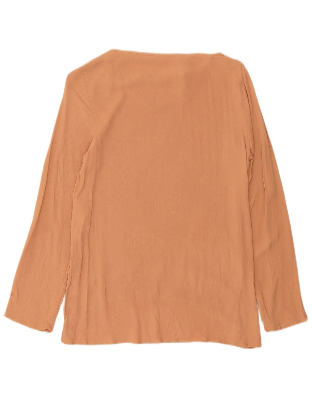 Top feminino Zara manga comprida UK 12 viscose marrom médio