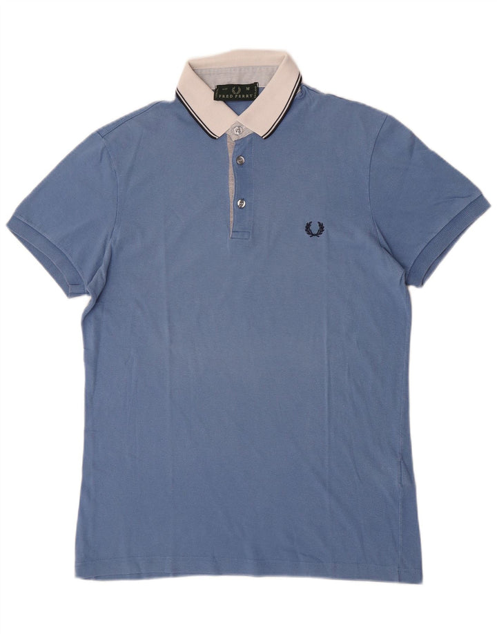 Camisa polo masculina Fred Perry algodão colorblock azul médio