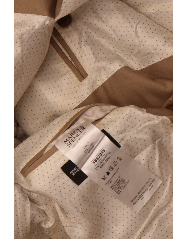Jaqueta blazer masculina Marks & Spencer com 2 botões soltos Reino Unido 38 médio bege