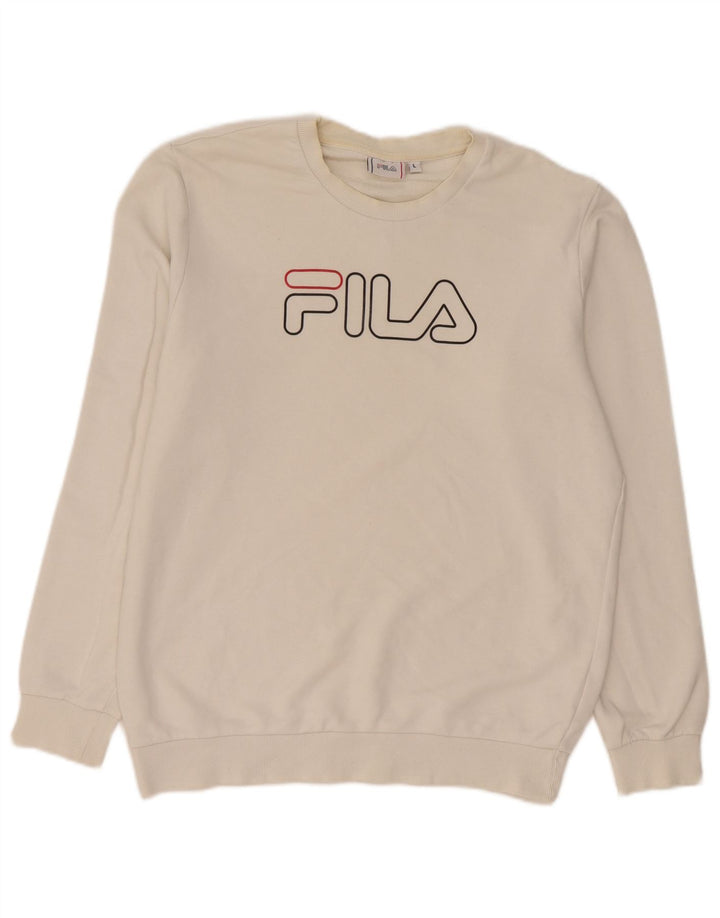 Fila moletom gráfico masculino jumper grande algodão branco