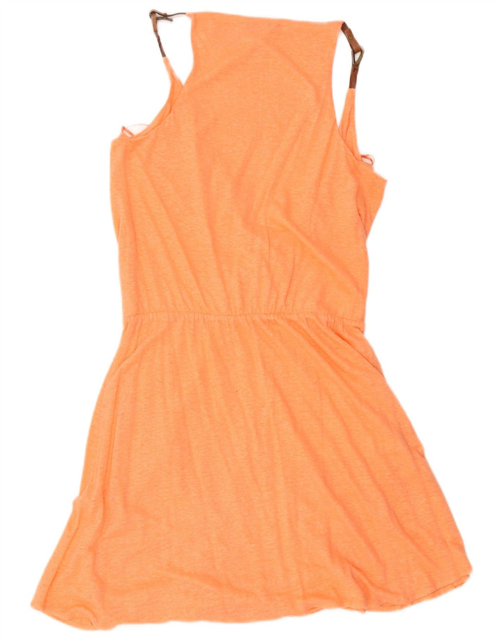 Vestido bainha feminino Massimo Dutti Reino Unido 12 linho manchado laranja médio