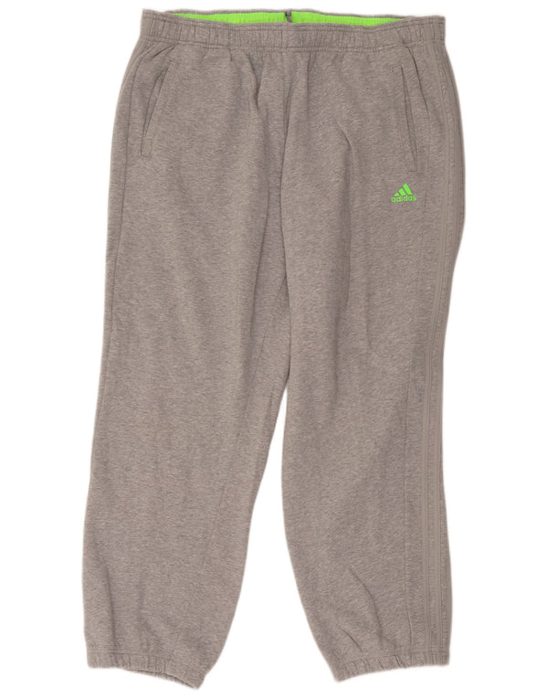 Calça de treino masculina Adidas Joggers 2XL algodão manchado cinza