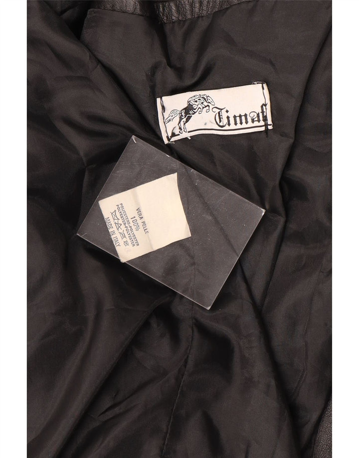 Casaco de couro masculino vintage tamanho 62 4XL couro preto