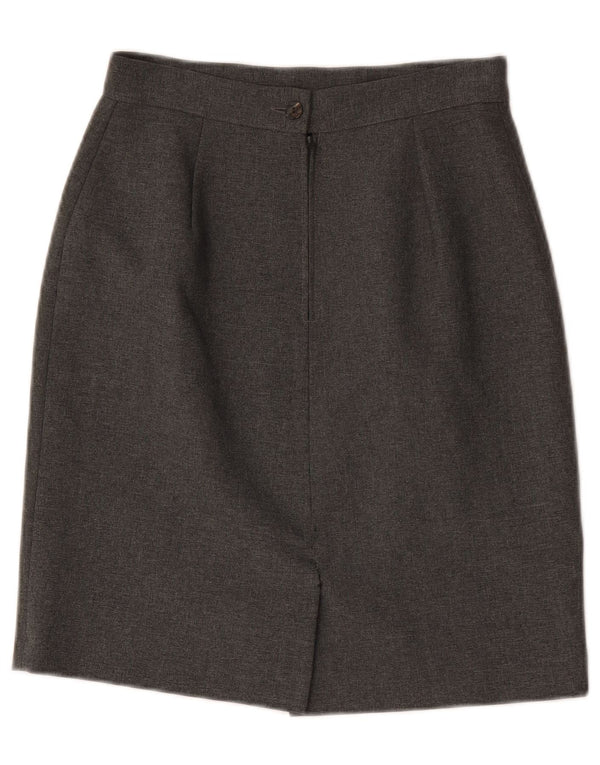 Saia lápis de cintura alta para mulheres vintage IT 44 poliéster cinza W26 médio
