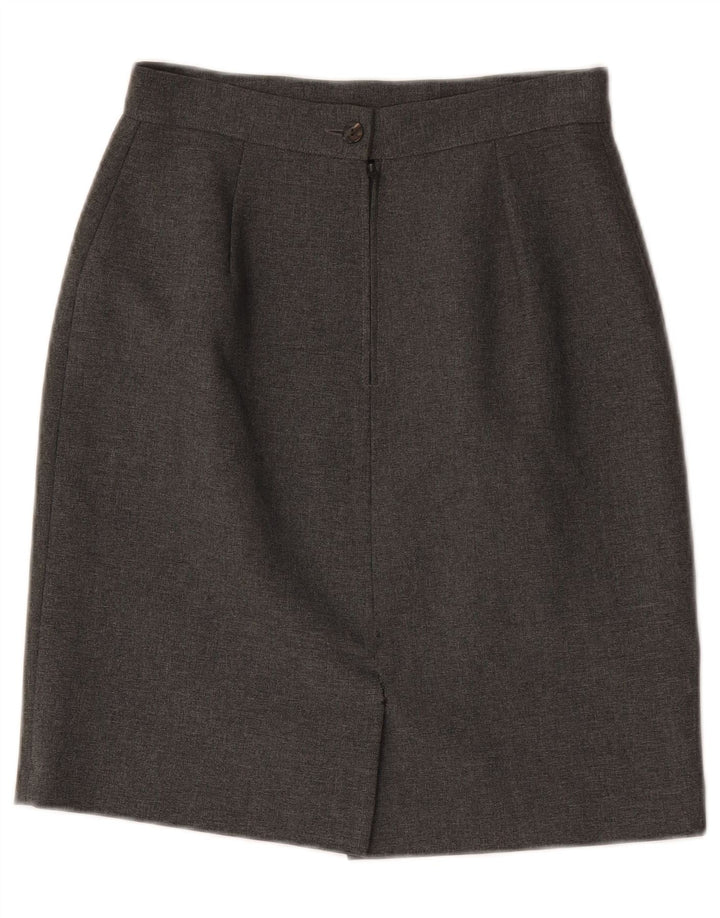 Saia lápis de cintura alta para mulheres vintage IT 44 poliéster cinza W26 médio