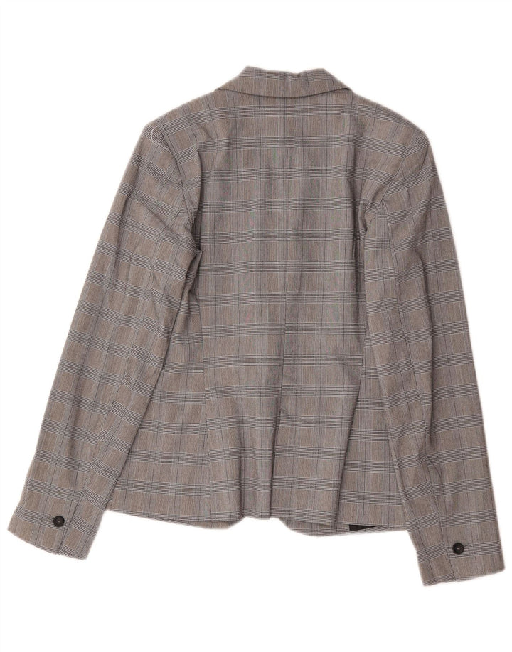 Jaqueta blazer feminina Zara com 1 botão EU 36 XS cinza houndstooth poliéster