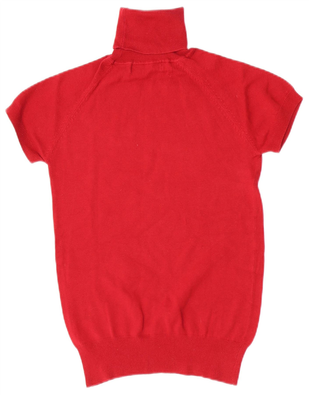 Suéter feminino Zara de manga curta com gola redonda Reino Unido 12 médio vermelho