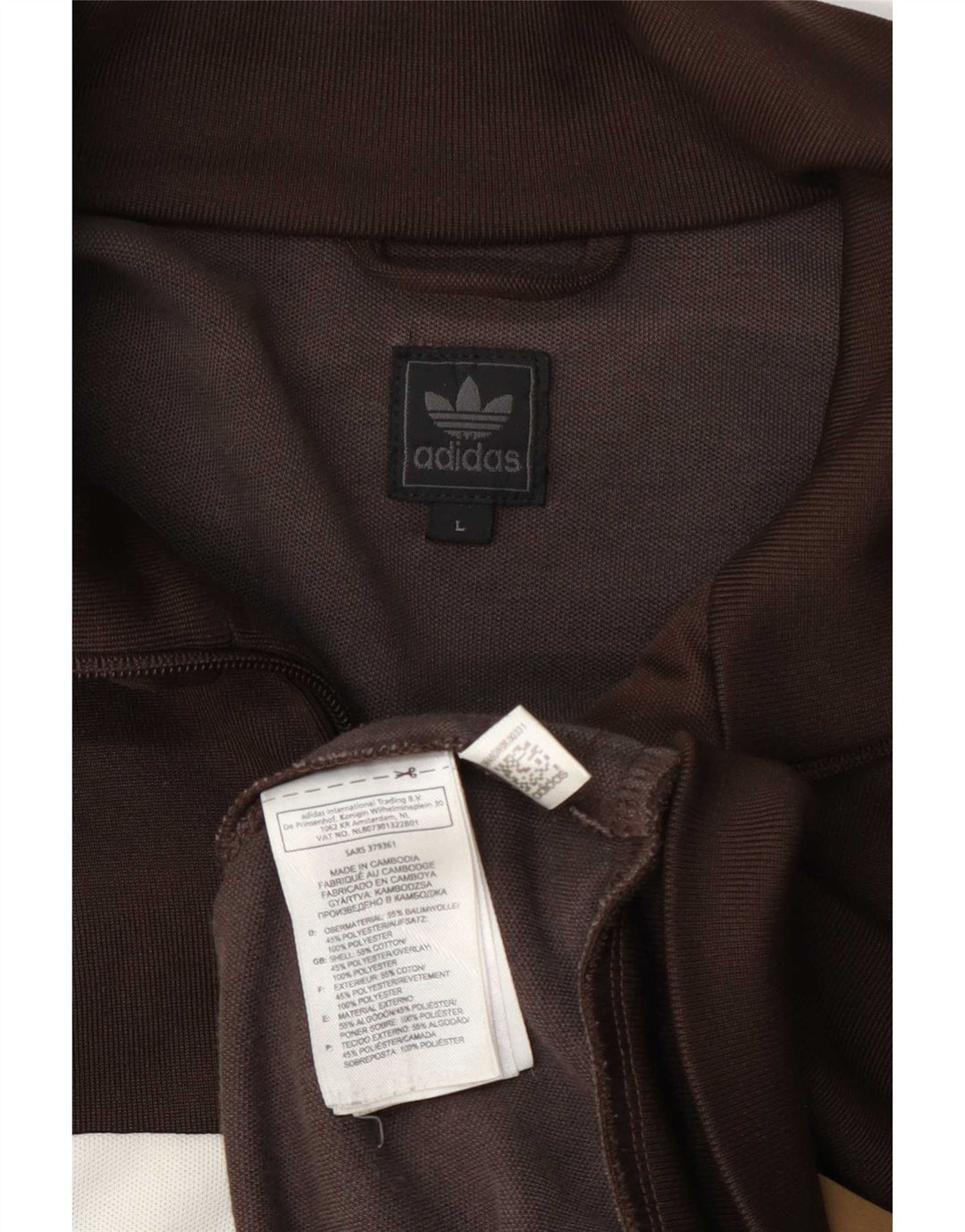 Adidas Mens Treino Top Jaqueta Grande Algodão Colorblock Marrom