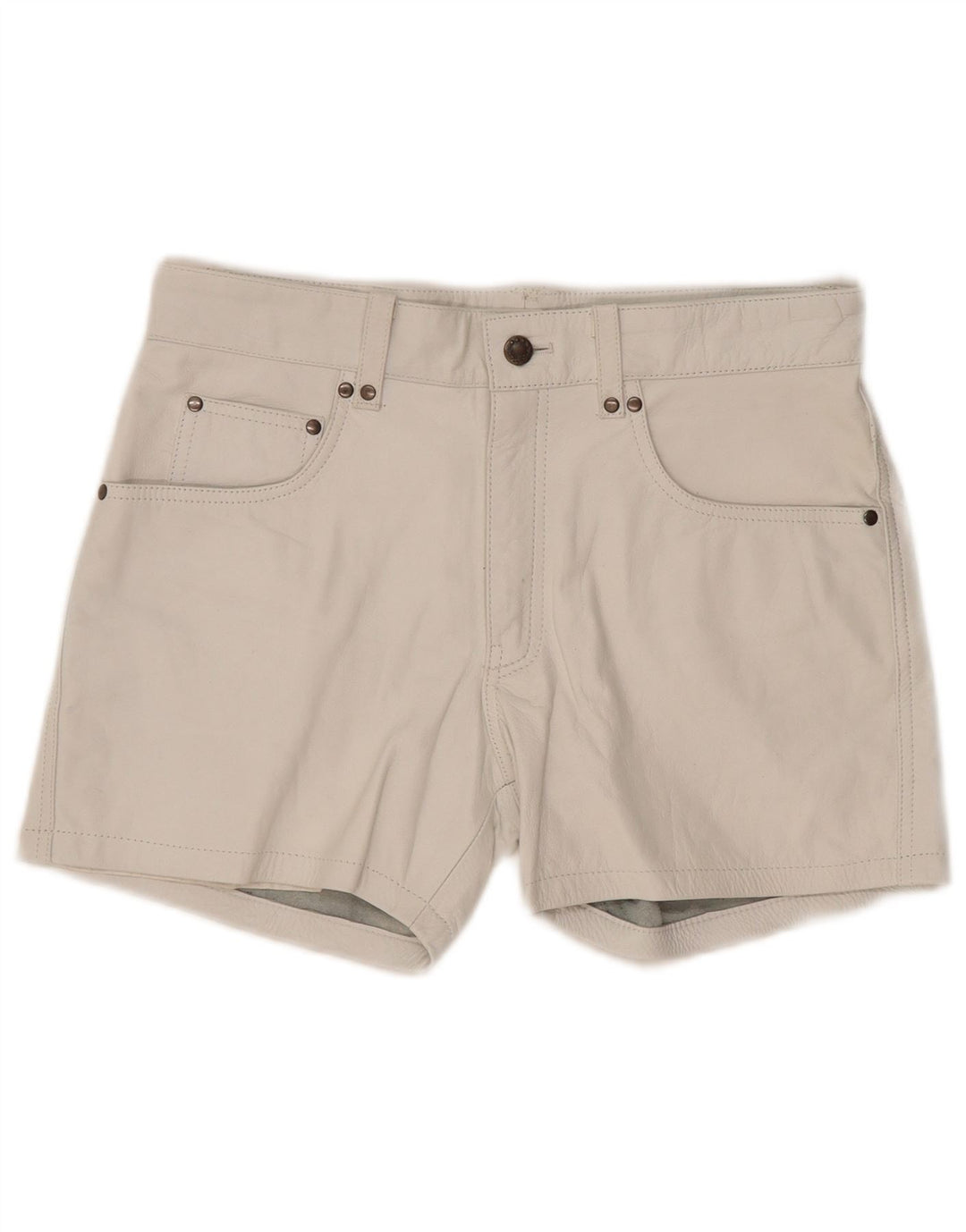 Shorts casuais de couro feminino vintage W33 couro azul grande
