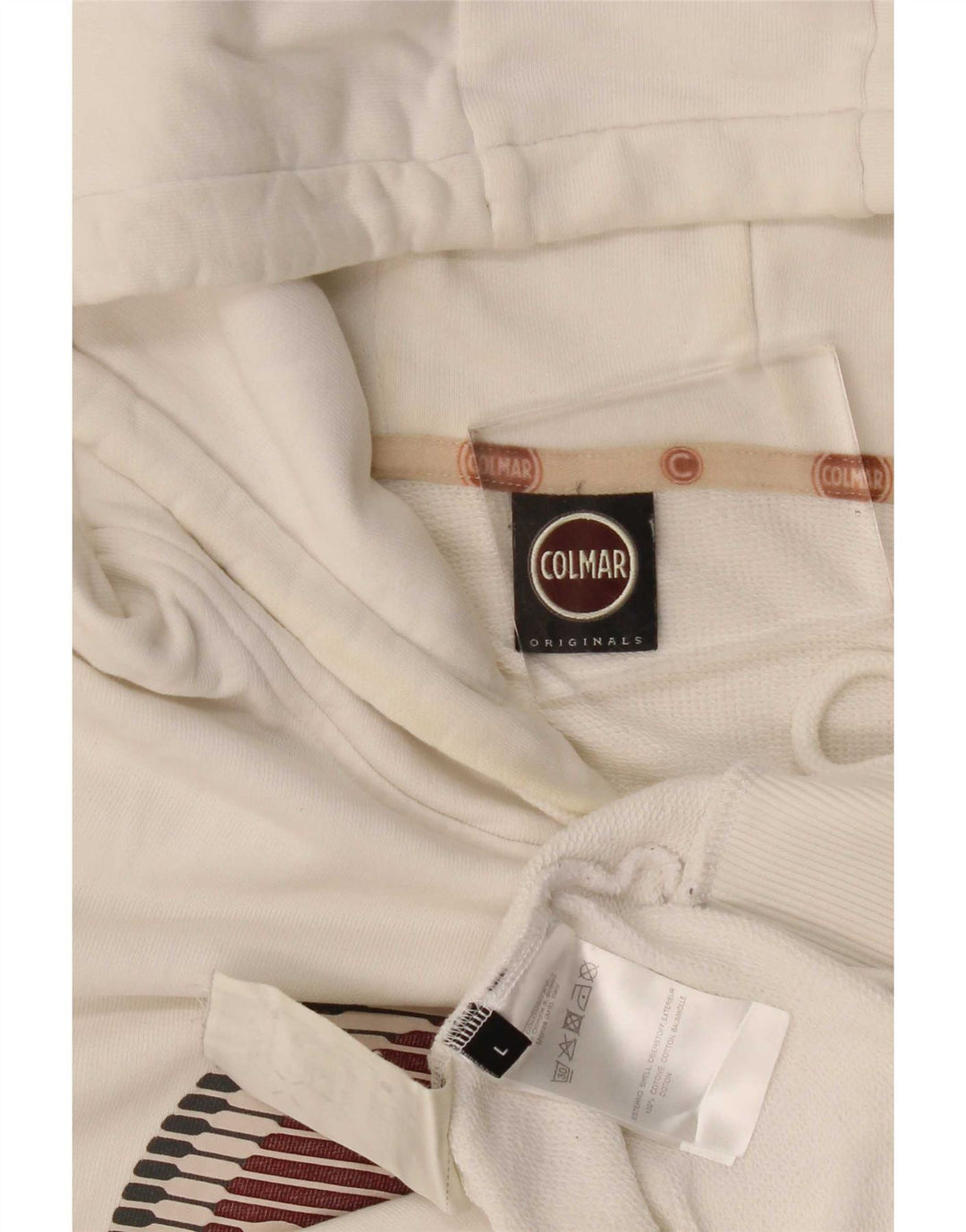 Suéter masculino com capuz gráfico Colmar grande algodão branco
