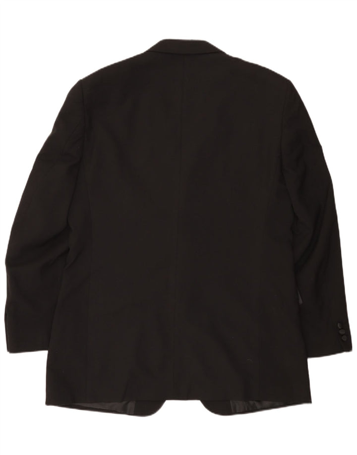 Jaqueta blazer masculina de 2 botões Marks & Spencer Reino Unido 42 grande poliéster preto