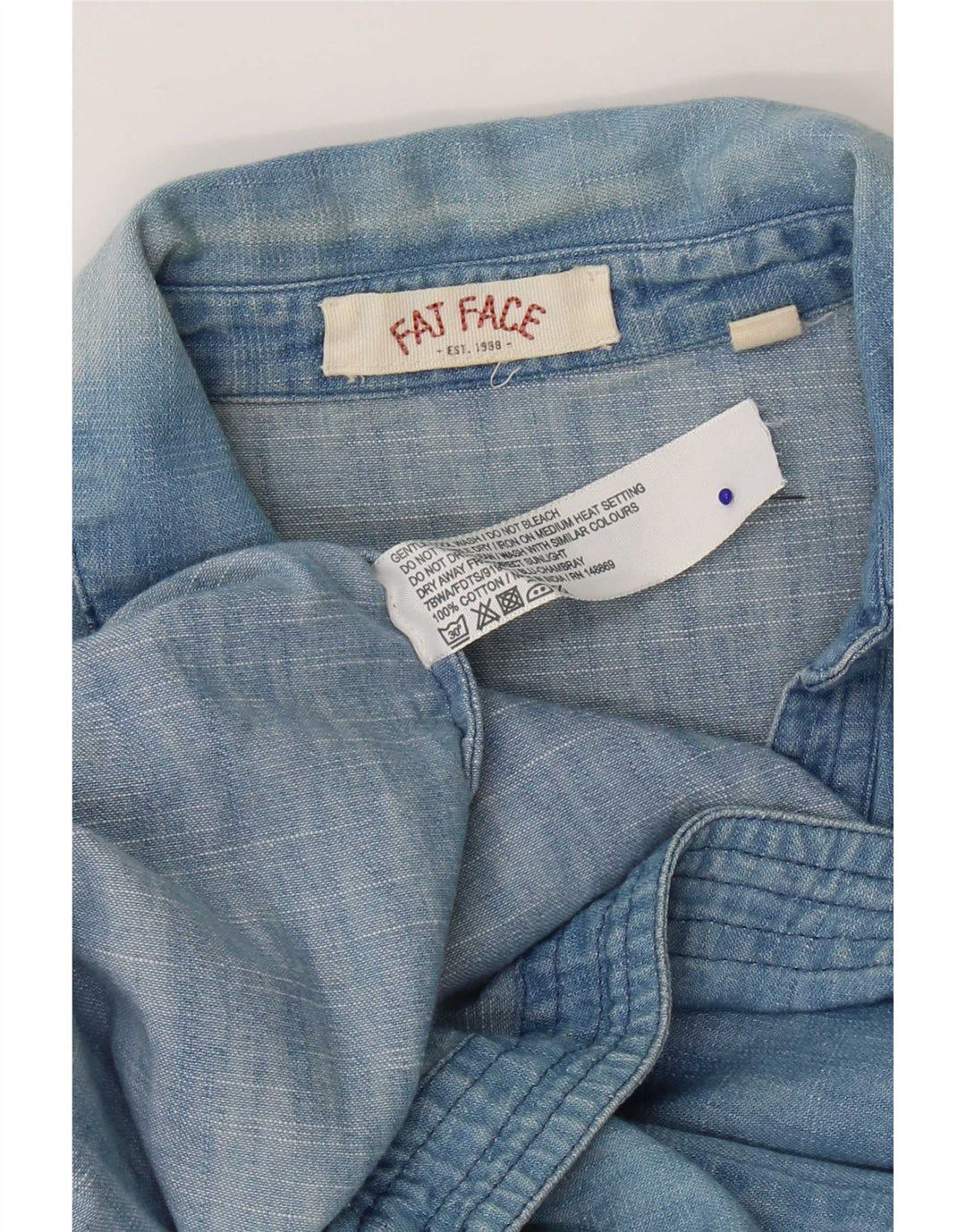 Vestido jeans feminino Fat Face UK 12 algodão azul médio
