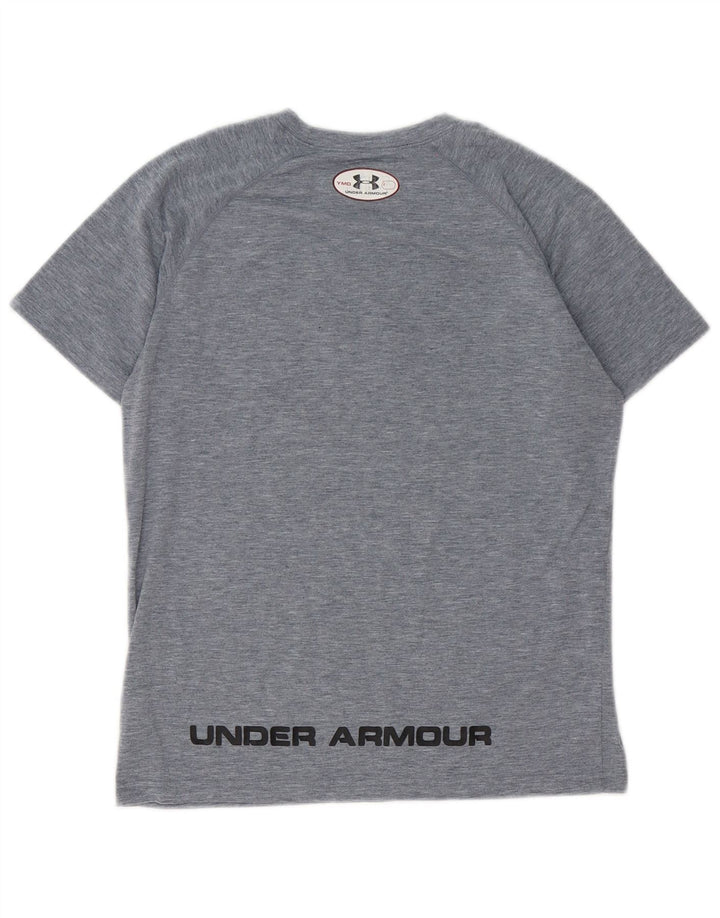 Camiseta gráfica Under Armour Boys Top 9-10 anos cinza médio manchado