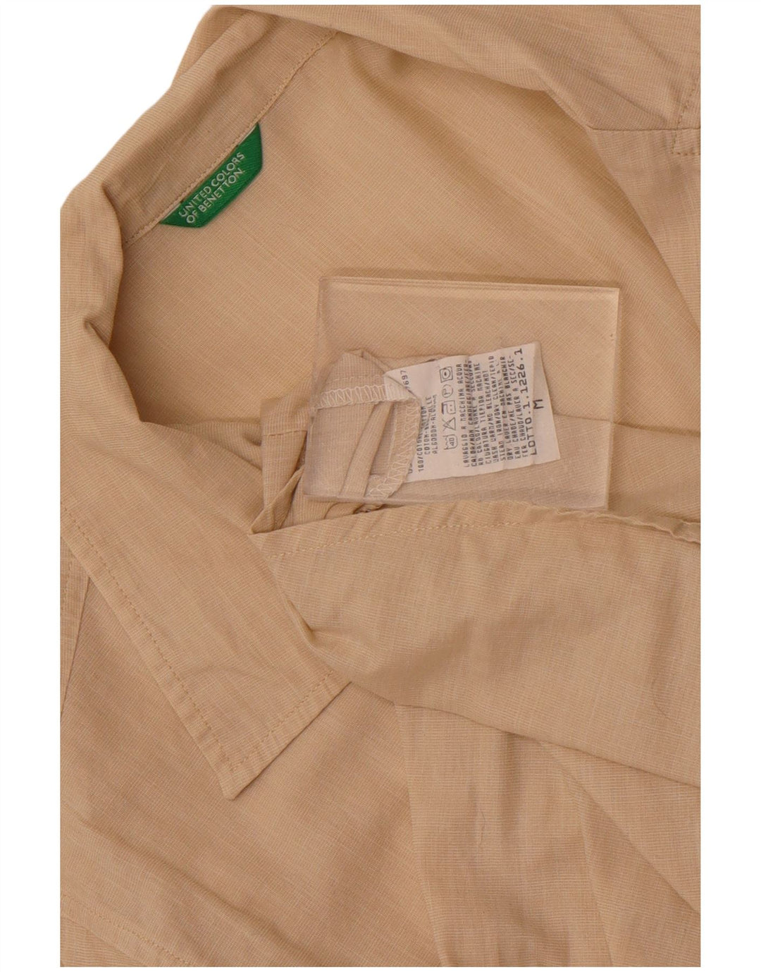 Camisa feminina Benetton UK 14 algodão bege médio