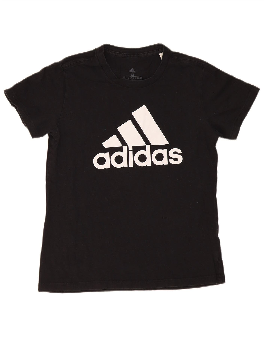 Camiseta feminina ADIDAS com estampa gráfica UK 12/14 médio algodão preto