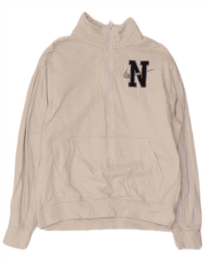 Moletom feminino Nike com zíper e gola alta UK 14 algodão branco médio