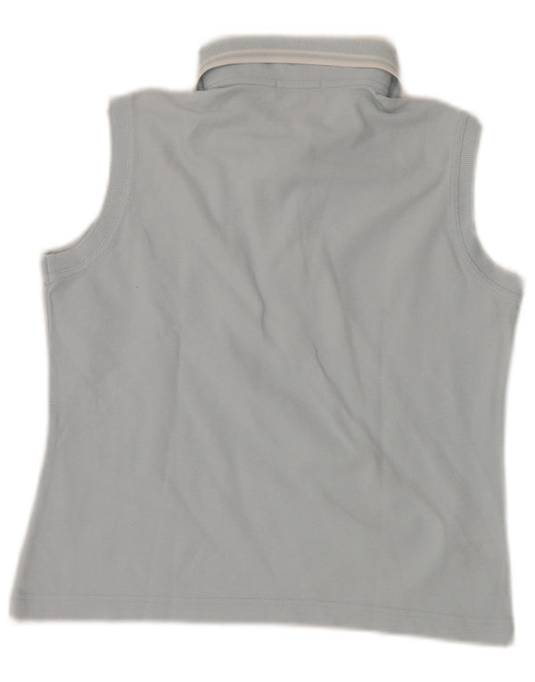Camisa polo feminina sem mangas Fred Perry 15-16 anos algodão listrado azul
