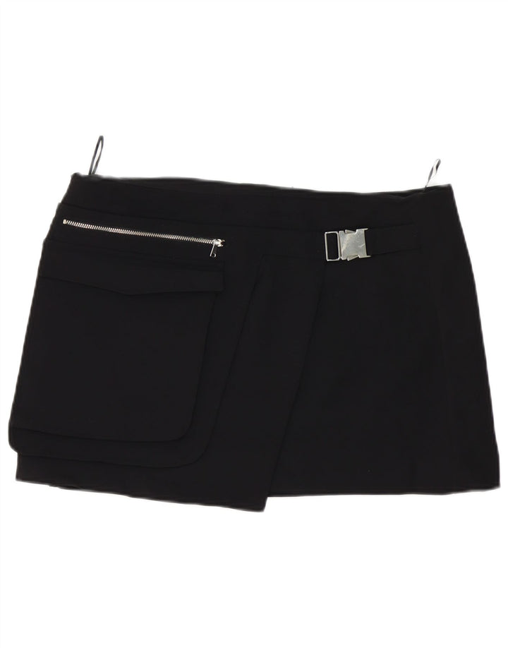 ZARA Mini saia feminina de cintura alta XL W32 poliéster preto