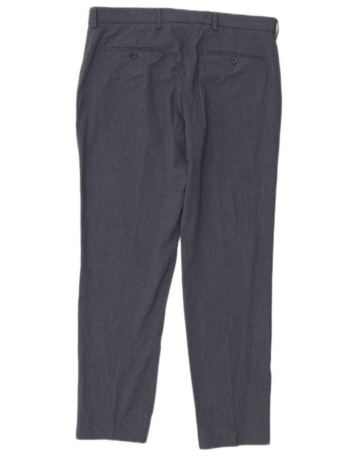 Calça masculina de ajuste regular Marks & Spencer W36 L31 azul houndstooth