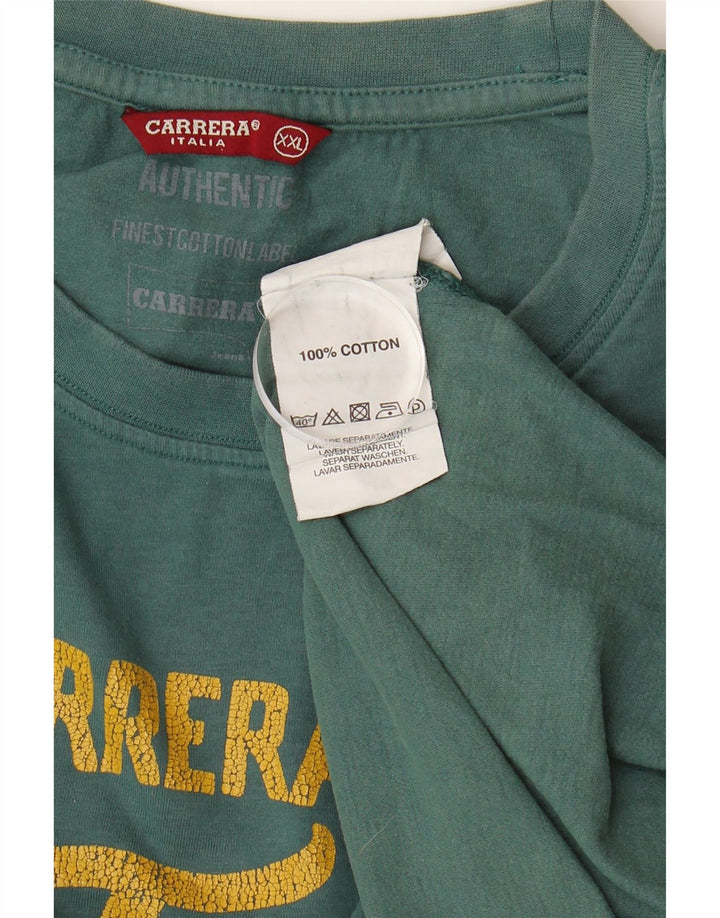 CARRERA Top gráfico masculino manga comprida 2XL algodão azul