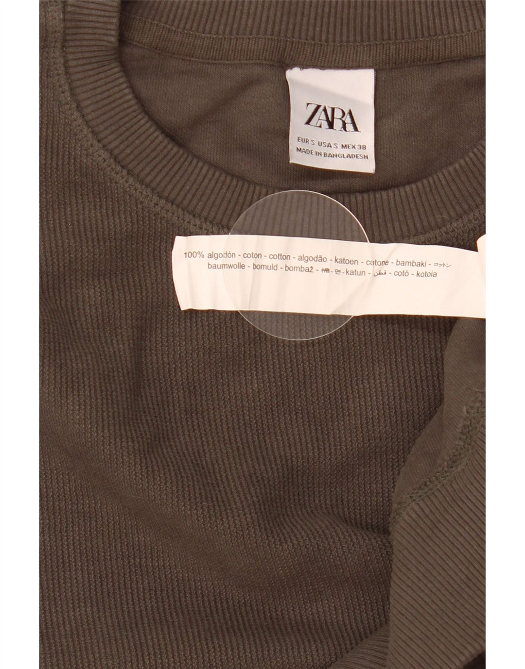 Zara Mens Loose Fit Moletom Jumper Pequeno Algodão Cinza