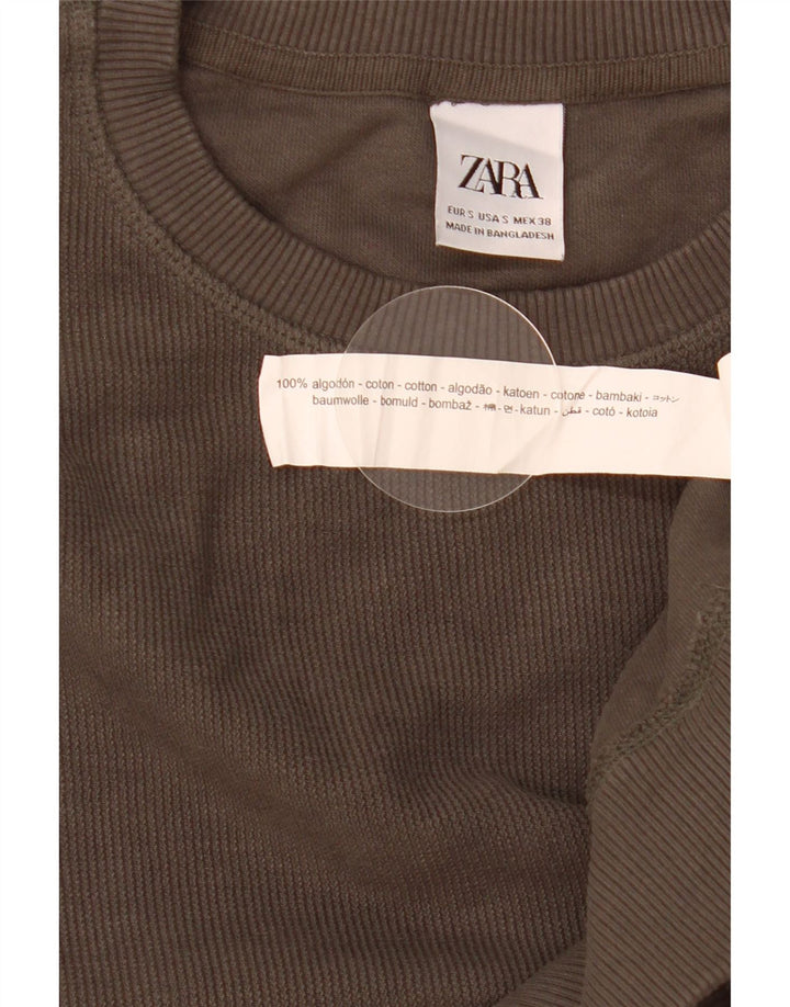 Zara Mens Loose Fit Moletom Jumper Pequeno Algodão Cinza