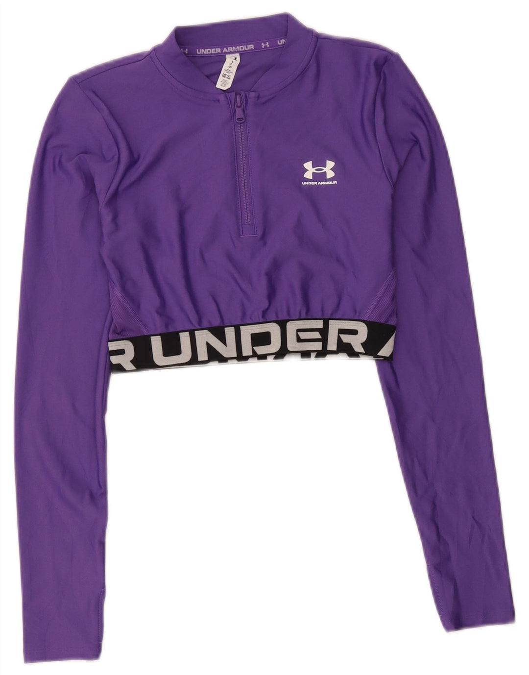 Under Armour Feminino Crop Pullover Treino Top UK 10 Pequeno Roxo