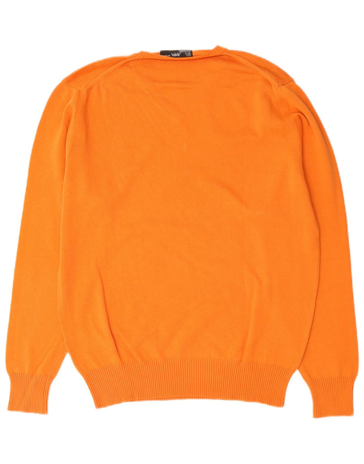 Suéter masculino Zara com decote em V grande algodão laranja