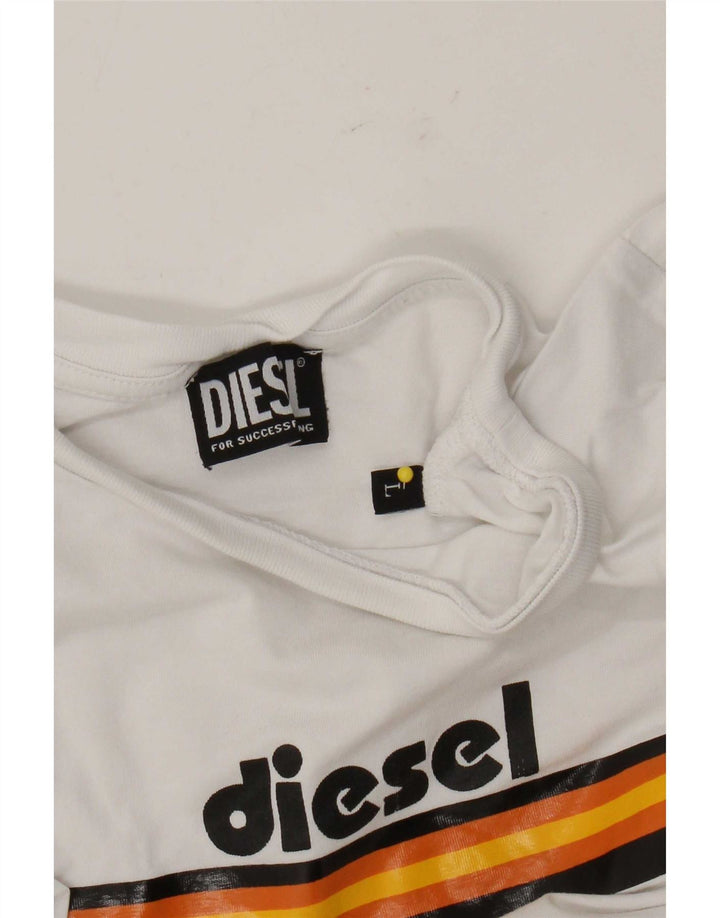 Camiseta feminina estampada Diesel UK 14 grande branca