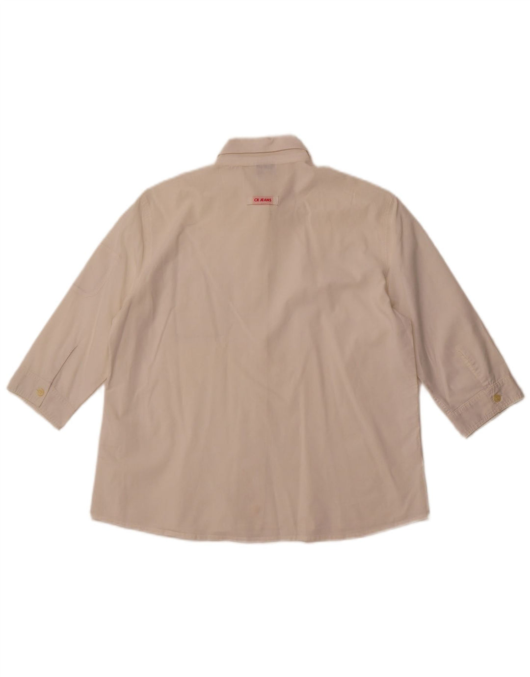 Camisa feminina CALVIN KLEIN JEANS manga 3/4 UK 16 grande off white