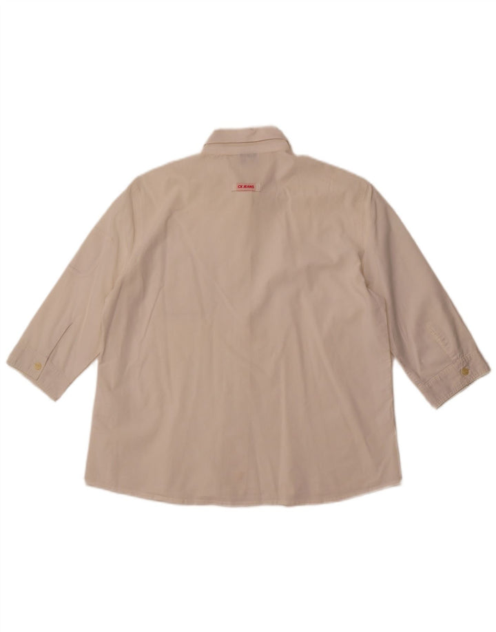 Camisa feminina CALVIN KLEIN JEANS manga 3/4 UK 16 grande off white
