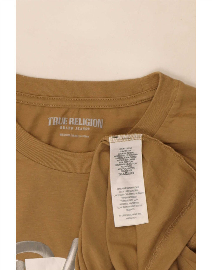 Camiseta gráfica masculina True Religion algodão bege médio