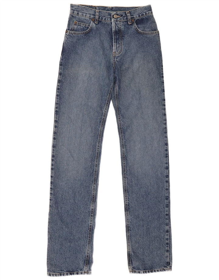 Rifle feminino jeans reto W29 L34 algodão azul