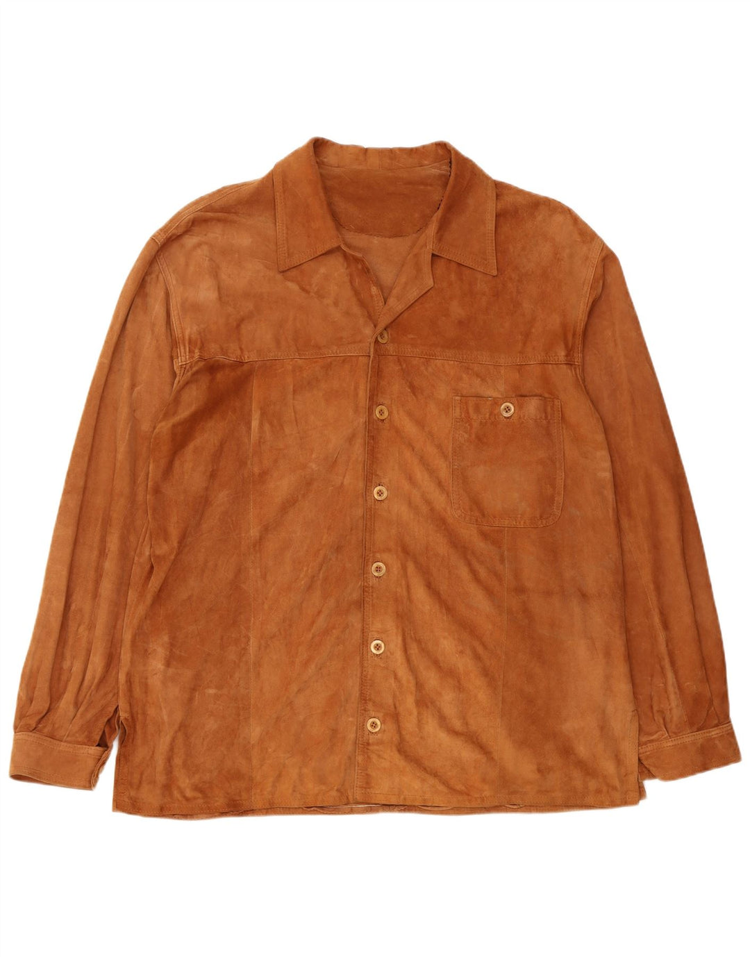Camisa masculina vintage de camurça 2XL couro marrom