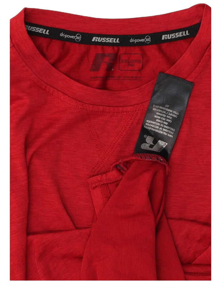 RUSSELL ATLÉTICO Meninos Dri-Power Camiseta Top 15-16 Anos 2XL Poliéster Vermelho