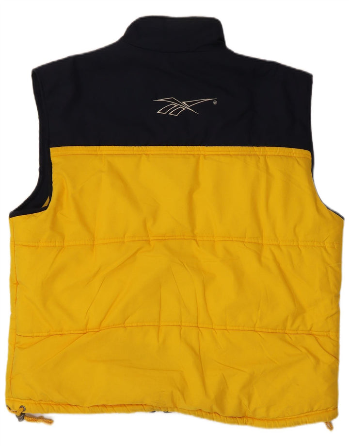 Colete acolchoado masculino Reebok UK 40 grande poliéster amarelo colorblock