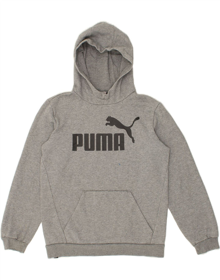 PUMA Boys Graphic Hoodie Jumper 13-14 Years Grey Cotton Vintage Puma and Second-Hand Puma from Messina Hembry 