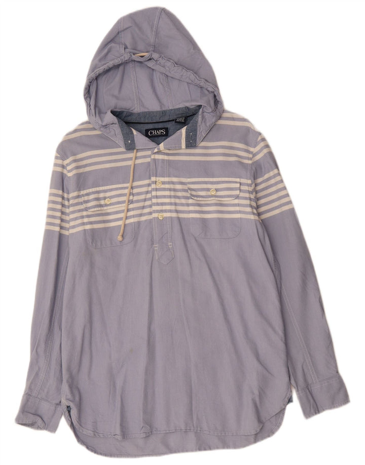 Camisa pulôver masculina com capuz CHAPS algodão listrado azul médio