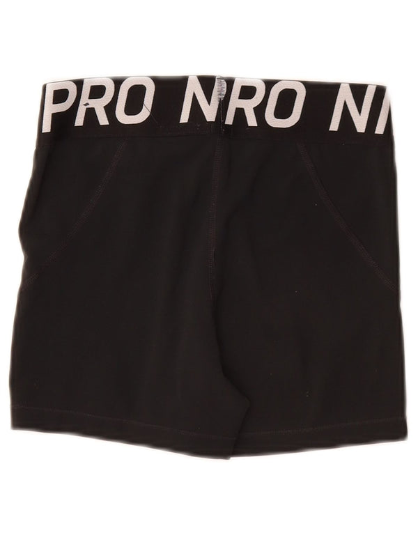 Shorts esportivos gráficos femininos NIKE Dri Fit UK 8 pequenos pretos de poliéster
