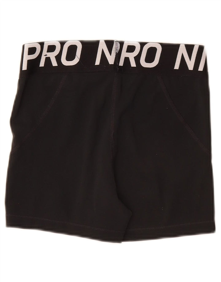 Shorts esportivos gráficos femininos NIKE Dri Fit UK 8 pequenos pretos de poliéster