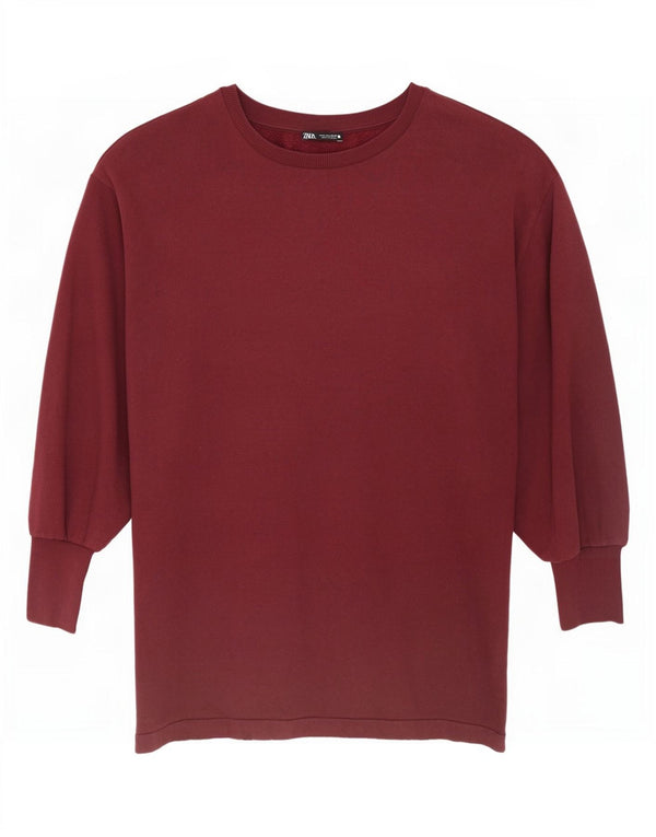 Vestido suéter feminino Zara Reino Unido 14 grande algodão borgonha