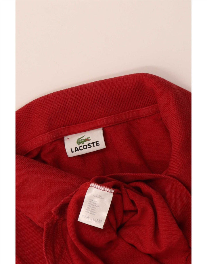 Camisa polo masculina Lacoste tamanho 7 2XL algodão vermelho