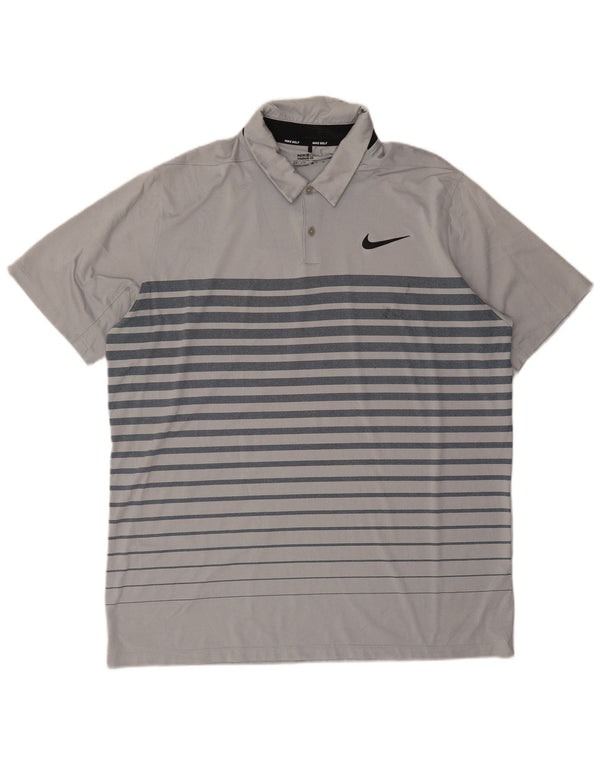 Nike Mens Dri Fit Polo Shirt XL Cinza Listrado Poliéster